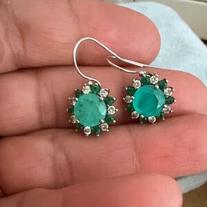 Elegant Silver and Green Earrings
